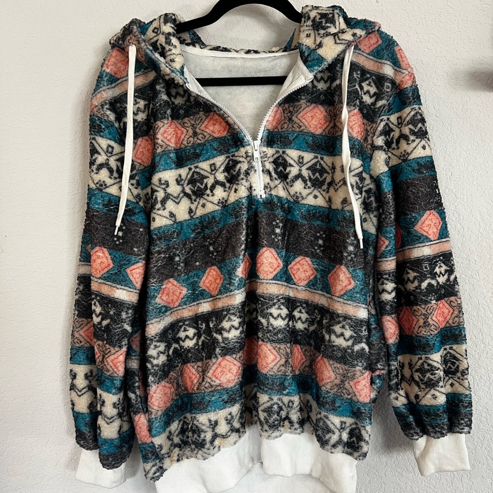 Cozy Multicolor Patterned Women's Hoodie